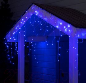 Гірлянда Бахрома 120 LED, колір: Синій, 3x0.5 м прозорий провід