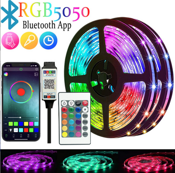 LED 5050 RGB 5м лента подсветки ТВ с Bluetooth управлением, USB, пульт