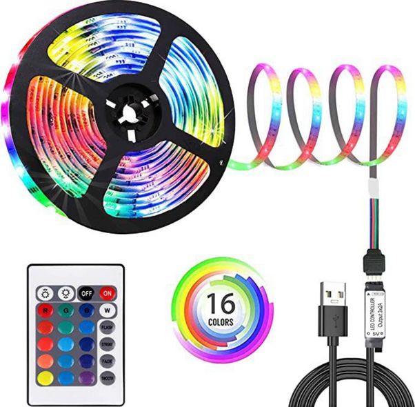 LED 5050 RGB 5м стрічка підсвічування ТБ з Bluetooth керуванням, USB, пульт