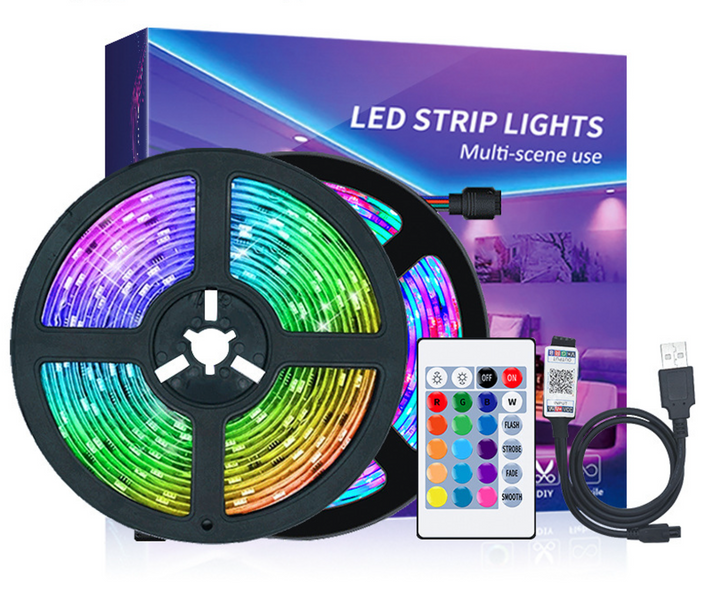 LED 5050 RGB 5м лента подсветки ТВ с Bluetooth управлением, USB, пульт