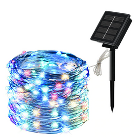 Світлодіодна гірлянда нитка Роса 300LED 30м Solar сонячна батарея Різнокольоровий