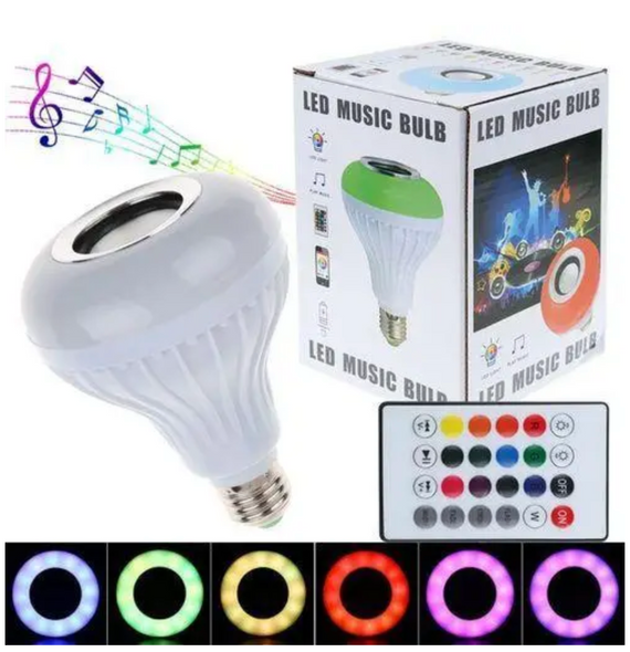 Блютуз лампочка кольорова Led Music Bulb Bluetooth EL-2108 RGB з пультом керування лампа з динаміком