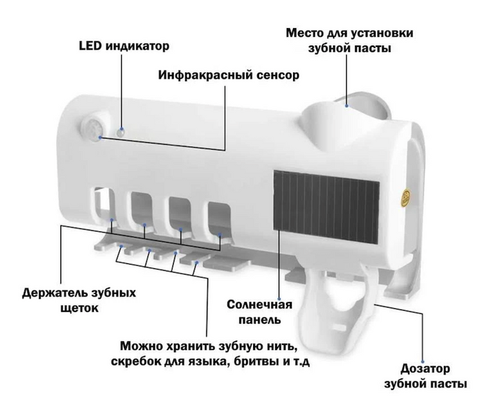 Диспенсер с УФ стерилизацией для зубной пасты и щеток Toothbrush sterilizer