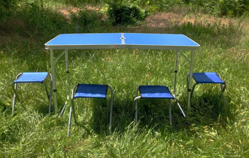 Туристичний складний стіл валіза + 4 стільці Folding Table Синій