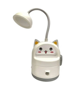 Лампа настільна акумуляторна з точликою для олівців та нічником Q307 котик