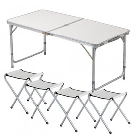 Складаний столик валіза для пікніка, кемпінгу 120 на 60 см з 4-ма стільцями Folding Table Білий
