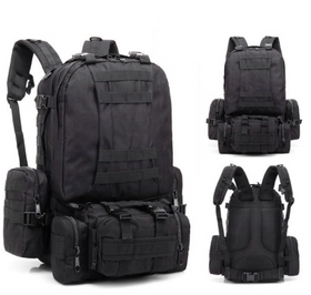 Рюкзак з підсумками (53х35х22 см) 55 л, B08, Чорний / Військовий рюкзак / Арімейський рюкзак