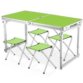 Складаний стіл для пікніка та відпочинку з посиленим каркасом + 4 стільці Зелений
