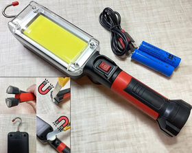 Ліхтарик для СТО, гаража, майстерні з магнітом та гачком на акумуляторах, USB зарядка ZJ-8859 COB