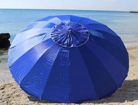 Парасолька кругла посилений каркас 3м, 16 спиць з вітровим клапаном Синій тент