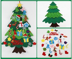 Дитяча новорічна ялинка Santa Crismas Tree із фетру на стіну з набором іграшок 32 штук на липучці FPSH