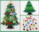 Детская новогодняя елочка Santa Crismas Tree из фетра на стену с набором игрушек 32 штук на липучке FPSH