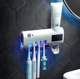 Тримач диспенсер для зубної пасти та щіток автоматичний УФ-стерилізатор Toothbrush sterilizer білий