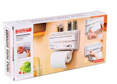 Кухонний диспенсер тримач Kitchen Roll Triple Paper dispense для паперових рушників, фольги та плівки