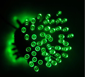 Вулична світлодіодна гірлянда нитка 5 метрів 50 led на чорному дроті, колір зелений