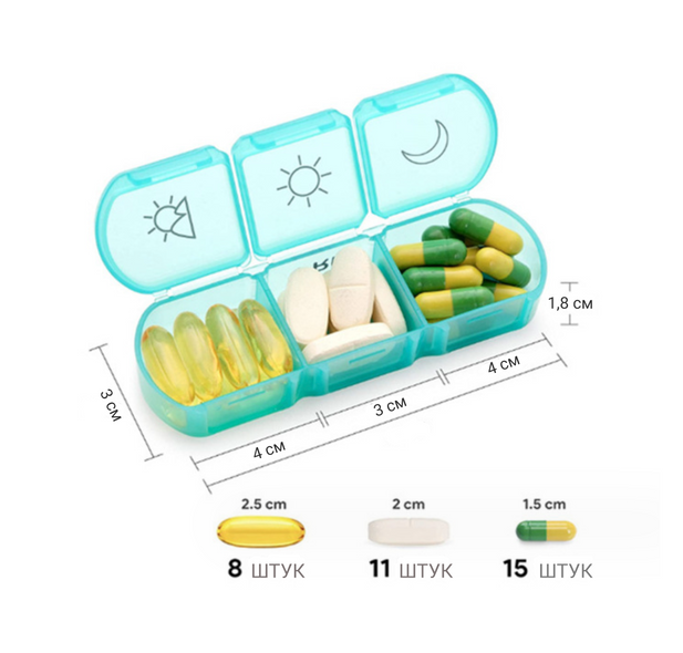 Таблетниця органайзер на 7 днів із пластику в контейнері для таблеток