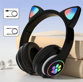 Навушники з вушками кішки VIN-23 бездротові Bluetooth навушники Black