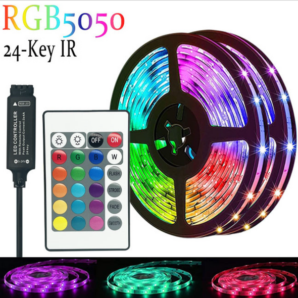 Світлодіодна RGB Led стрічка 5м від USB + пульт, багатобарвна стрічка 5050