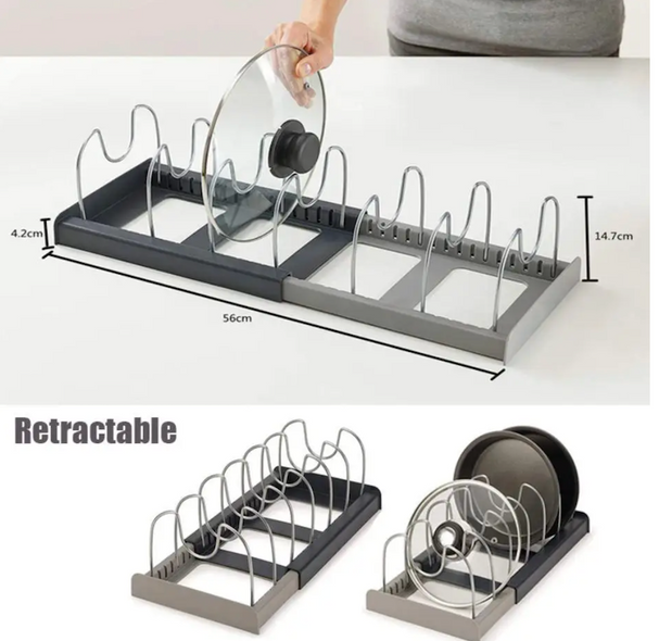 Расширяемый держатель для хранения из нержавеющей стали DISH RACK | Подставка для посуды | Органайзер крышек