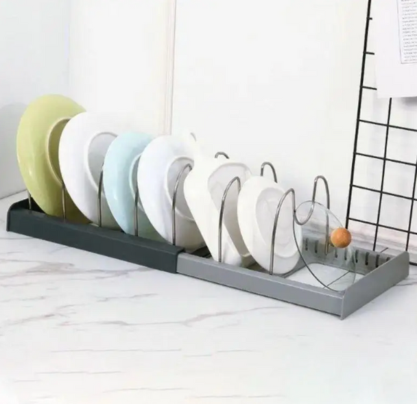 Расширяемый держатель для хранения из нержавеющей стали DISH RACK | Подставка для посуды | Органайзер крышек