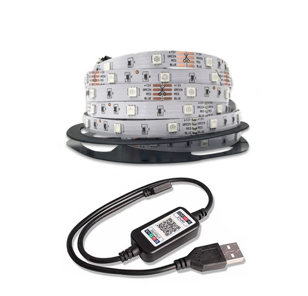 Светодиодная RGB Led лента 5м от usb + пульт, многоцветная лента 5050